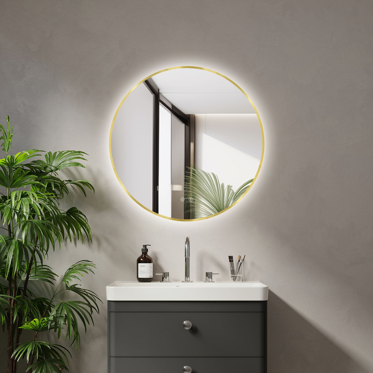 LED zrcadlo Ares Gold / Black
