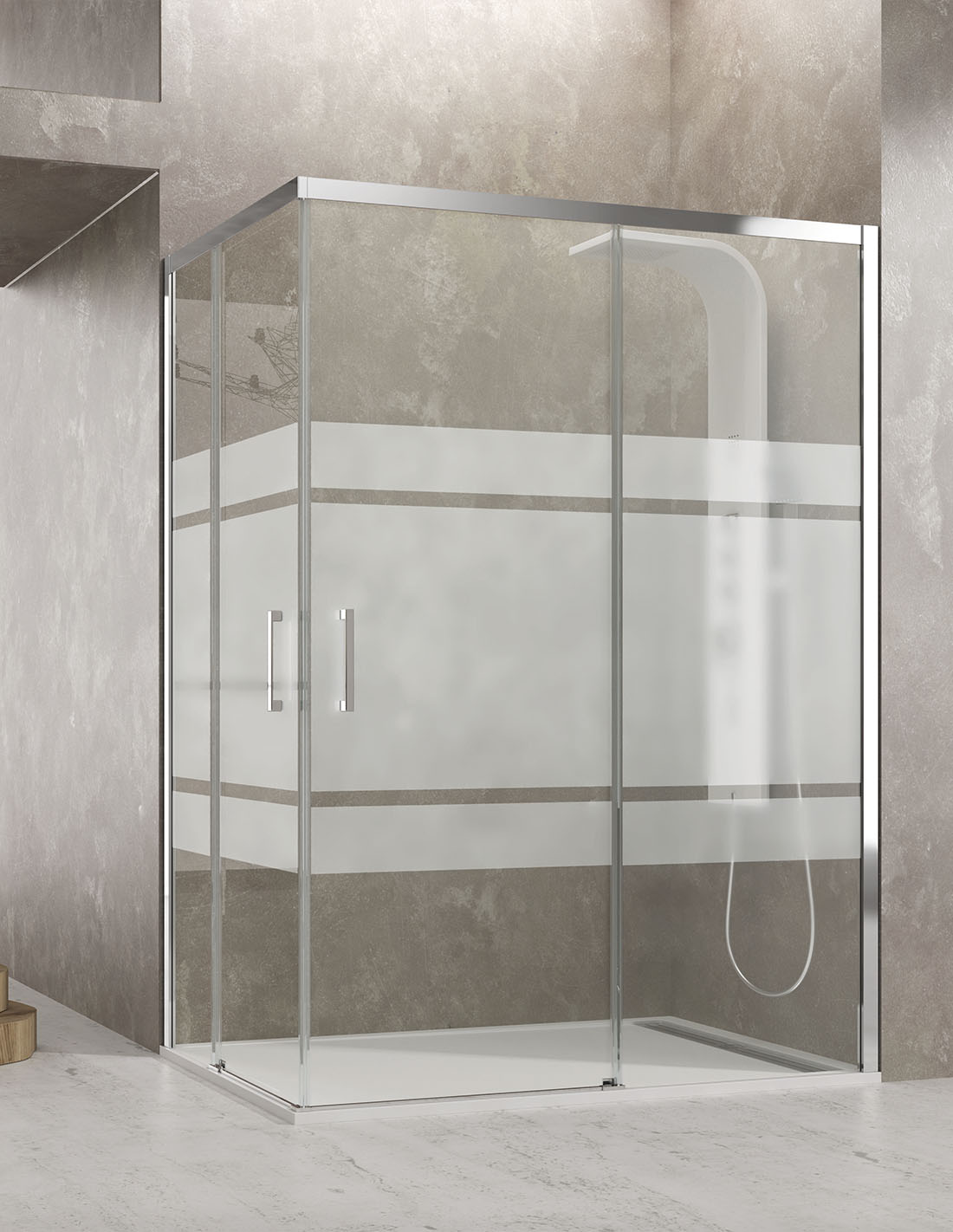 Rohová sprchová zástěna CEOS 2+2 bez spodního profilu 70x70 Cm, transparentní sklo