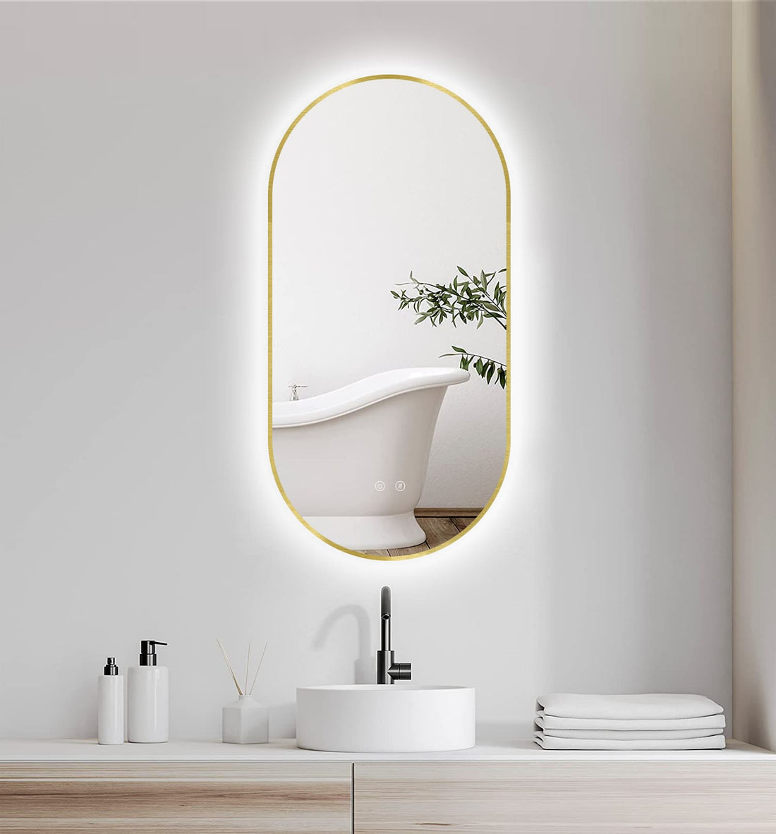 LED zrcadlo Selene Gold & Black
