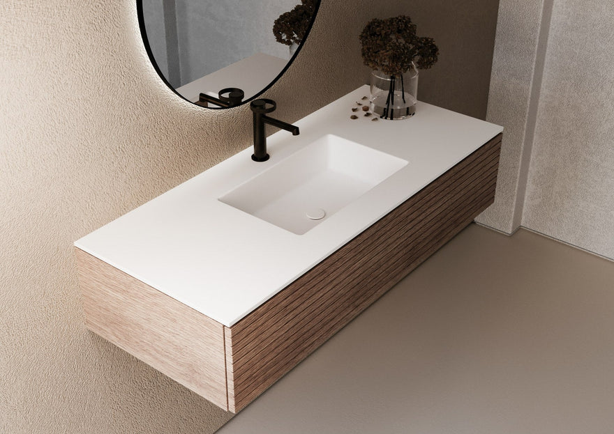 LEX Solid Surface deska s 1 podstavným umyvadlem, hrana 12 mm