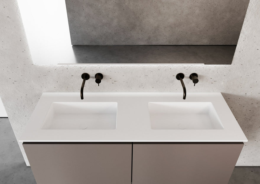 LEX Solid Surface deska se 2 podstavnými umyvadly, hrana 12 mm